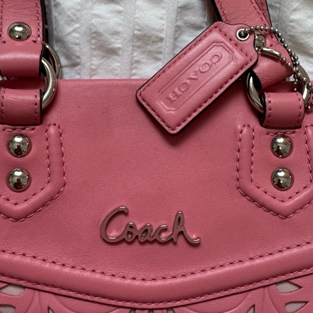 Coach Rose Pink Shoulder Bag with Silver Accents